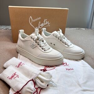 Christian Louboutin Ivory Sneakers with Red Accents